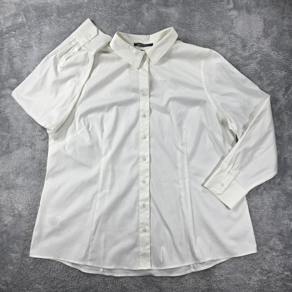 Eddie Bauer Wrinkle Free Shaped Fit Button Down Shirt White 2X Womens Career